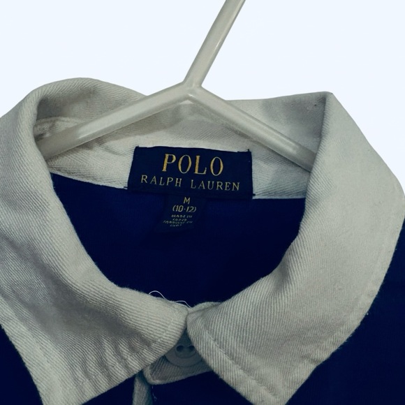 Polo Ralph Lauren Boys Iconic Striped Rugby Shirt - Size M (10-12) Royal/Navy - Picture 3 of 8